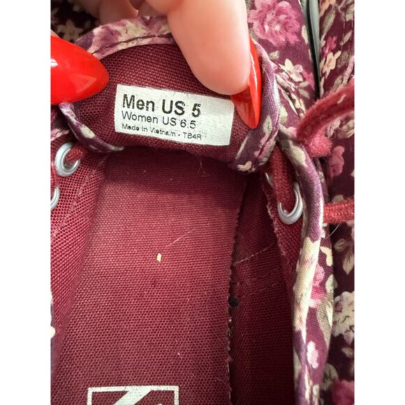 Vans Burgundy Floral Canvas Sneakers Women’s Size 6.5 - Picture 6 of 6